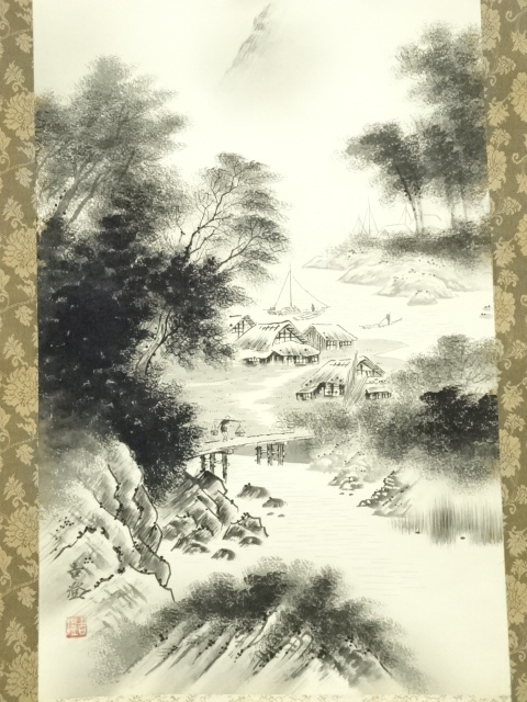 レア 肉筆 軸 おもてなし 絵 山水 水墨 日本 美術 骨董 インテリア kei20230519q 139.jpg